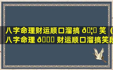 八字命理财运顺口溜搞 🦟 笑（八字命理 🐎 财运顺口溜搞笑段子）